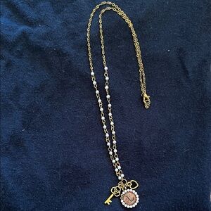 Letter L Gold and White Charm Necklace